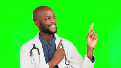 Médico-De-Pantalla-Verde,-Cara-Feliz