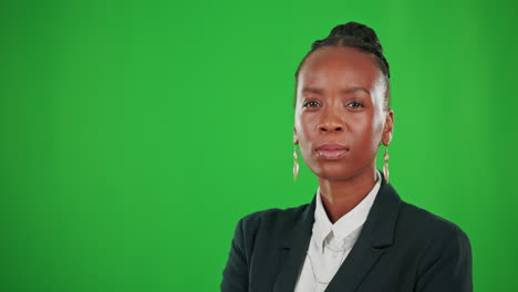 Face,-mockup-and-black-woman-with-green-screen