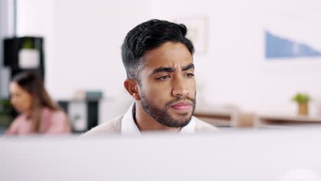 Confused,-office-and-business-man-on-computer