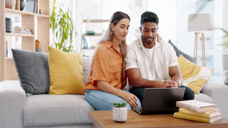 Couple,-laptop-and-relax-on-sofa-in-living-room