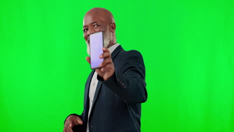Green-screen,-phone-and-black-man-isolated