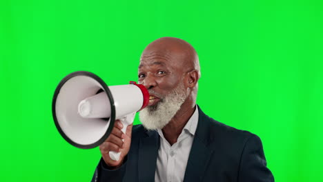 Black-man,-megaphone-and-green-screen