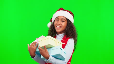 Weihnachten,-Geschenke-Und-Mädchen-Mit-Grünem-Bildschirm