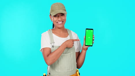 Diy-woman,-phone-green-screen-and-repair-mockup