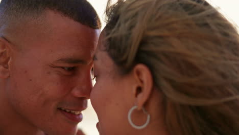 Love,-beach-smile-and-couple-face-closeup-by