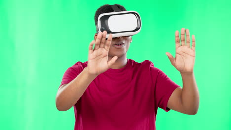 Vr,-Hombre-Negro-Y-Metaverso-3d-En-Estudio-En-Verde