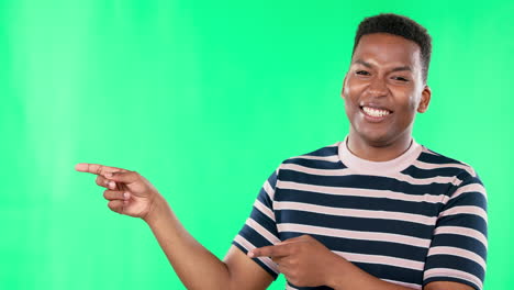 Happy,-Green-screen-and-black-man-pointing