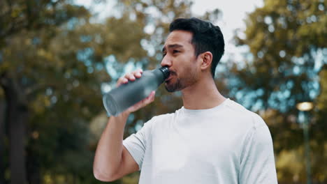 Training-health,-nature-and-man-drinking-water