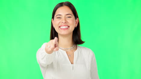 Face,-pointing-to-you-and--woman-with-green