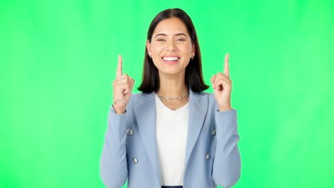 Green-screen,-business-and-face-of-happy-woman
