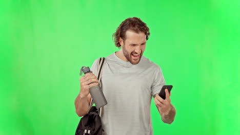 Fitness,-celebration-and-man-with-green-screen