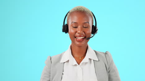 Black-woman,-callcenter-and-face