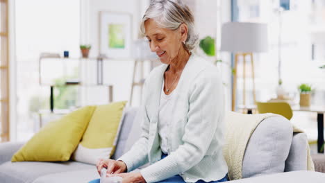 Sick,-drinking-water-or-old-woman-in-home-to-take