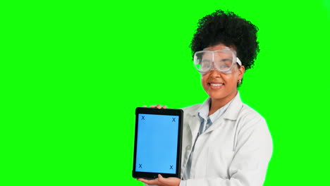 Woman,-scientist-and-tablet-with-tracking-markers