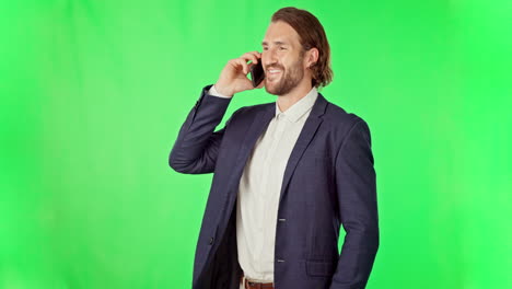 Phone-call,-talking-and-business-man-on-green