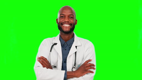 Face,-doctor-and-black-man-with-arms-crossed