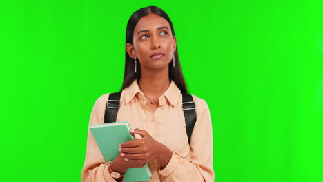 Pantalla-Verde,-Mujer-India-Pensando