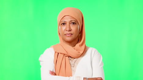 Musulmán,-Retrato-Y-Mujer-En-Hijab-Con-Brazos