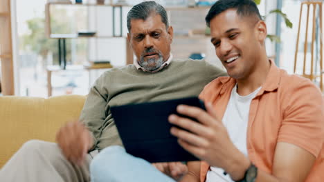 Family,-father-and-adult-son-with-a-tablet