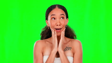 Wow,-surprised-and-happy-woman-on-green-screen