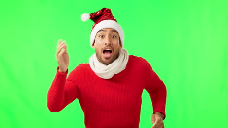 Green-screen,-man-and-Christmas-dance-with-hat