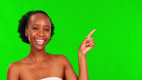 Face,-black-woman-nod-and-green-screen-pointing