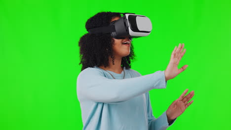 Girl-on-green-screen-with-VR-headset
