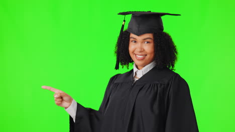 Graduate-pointing,-green-screen