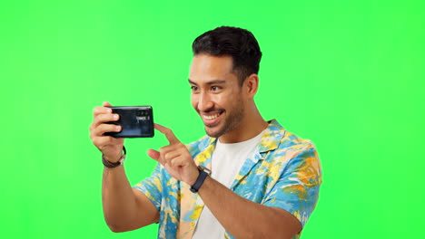 Green-screen,-phone-and-web-picture-with-man