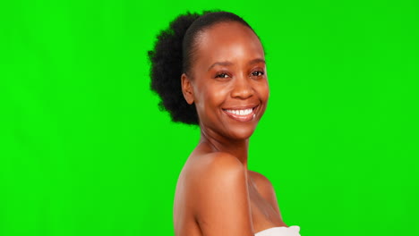 Schönheit,-Grüner-Bildschirm-Und-Gesichtslächeln-Eines-Schwarzen