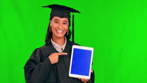 Tablet-mockup,-woman-graduate