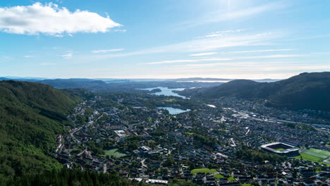 Norwegen-Stadt,-Seen-Zwischen-Bergen
