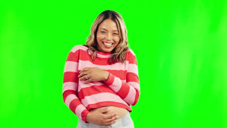 Green-screen,-hush-or-pregnant-stomach-with-happy
