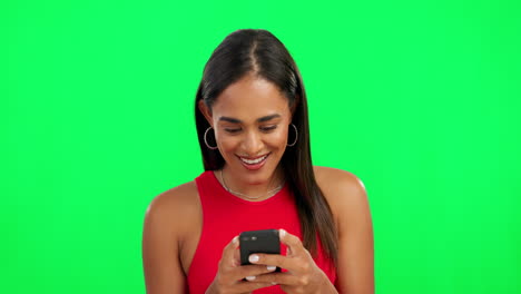 Phone,-green-screen-and-woman-typing