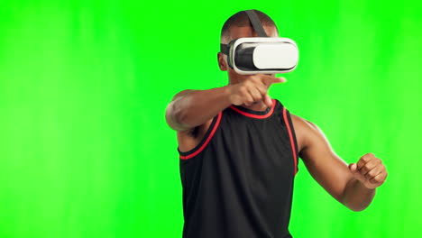 Afrikanischer-Mann,-Grüner-Bildschirm-Und-Virtuelle-Realität