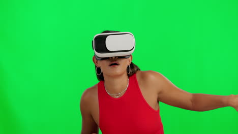 Mujer,-Pantalla-Verde-Y-Gafas-Vr-En-El-Estudio