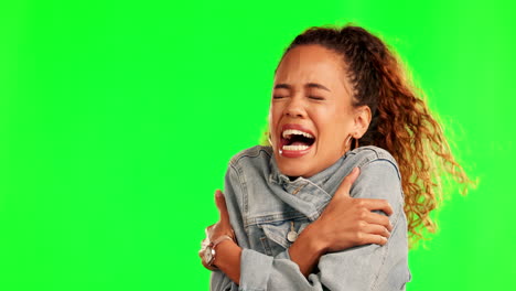 Green-screen,-studio-and-woman-with-jacket