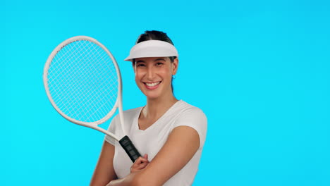 Face,-tennis-and-happy-woman-with-arms-crossed