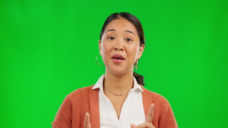 Asian-woman,-pointing-and-explaining