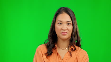 Face,-happy-woman-and-arms-crossed-on-green-screen