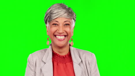 Face,-ceo-and-senior-woman-on-green-screen