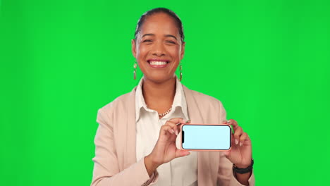 Green-screen-cellphone,-smile