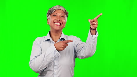 Green-screen,-senior-woman-face