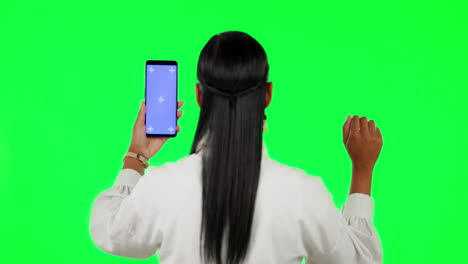 Futuristic,-green-screen-and-woman-pressing