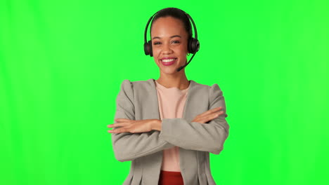 Choice,-call-center-and-woman-on-green-screen