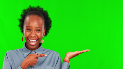 Face,-palm-space-and-black-woman-on-green-screen