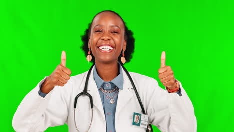 Doctor,-thumbs-up-and-black-woman-success