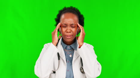 Kopfschmerzen,-Arzt-Und-Stress-Mit-Schwarzer-Frau