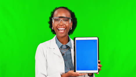 Black-woman,-scientist-and-green-screen