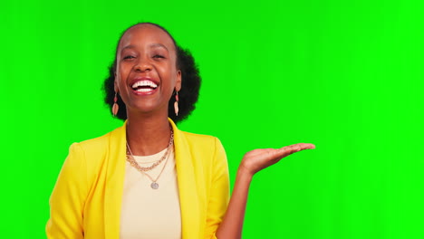 Green-screen,-hands-and-face-of-black-woman